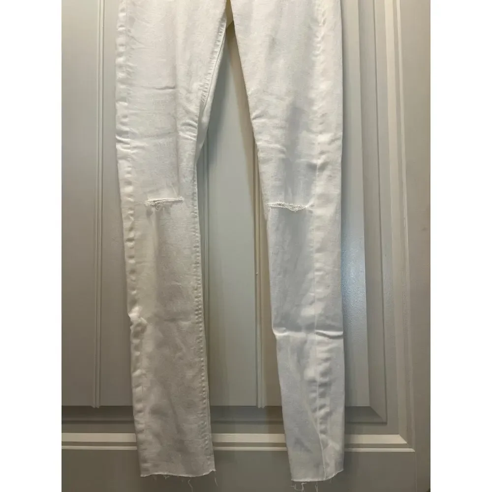 NWT Zara Women’s High Waist Ankle Distressed Trafaluc Denim Jeans Size 4 White - Picture 5 of 8